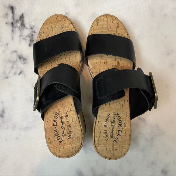 Kork-Ease Taige Black Double Strap Platform Slide Sandals - Picture 5 of 11